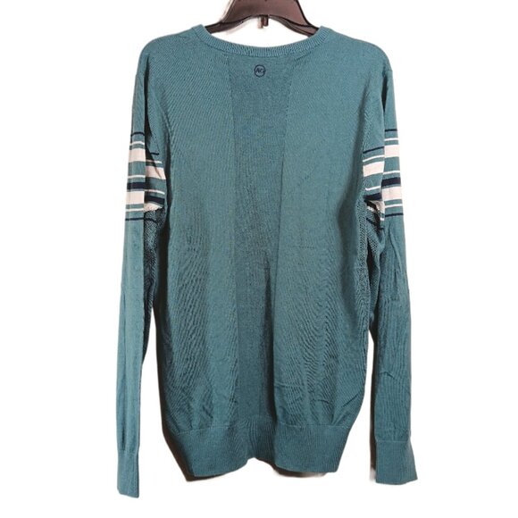 AG Green Label Cashmere Blend Sweater Mens M Green Stripe Golf Pullover New - Picture 5 of 6